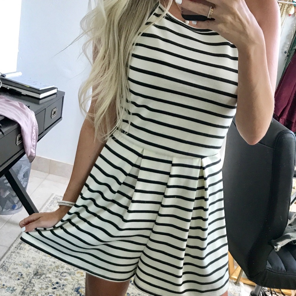 Black and White Striped Romper
